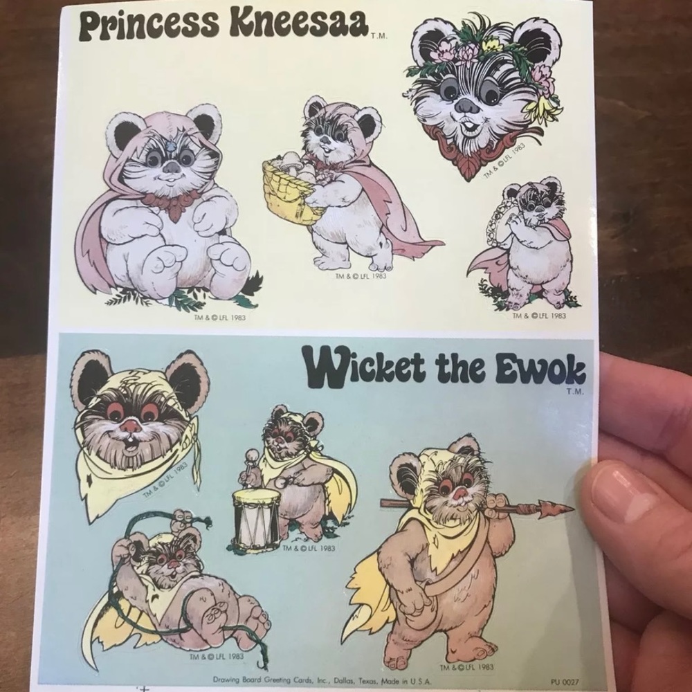 Star Wars One Unused Sheet Stickers Wicket The Ewok Princess Kneesaa Vintage 80s